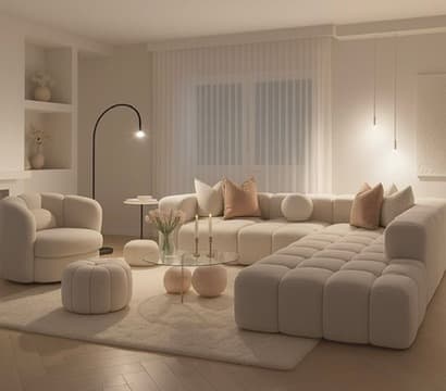 Luxury cream-toned living room with modern furnishings managed by Prime96